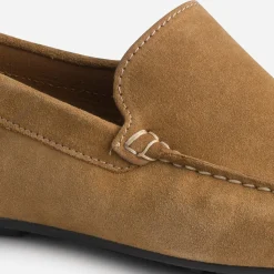 Eram Mocassins^Mocassin camel en cuir velours COGNAC