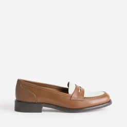 Eram Mocassins/Slippers^Mocassin camel et écru en cuir COGNAC