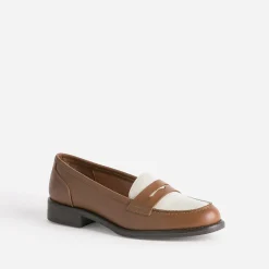 Eram Mocassins/Slippers^Mocassin camel et écru en cuir COGNAC