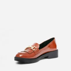 Eram Mocassins/Slippers^Mocassin verni à franges COGNAC