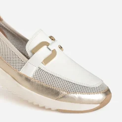 Caprice Mocassins/Slippers^Mocassin conft dé et blanc cuir OR