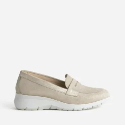 FRANCE ARNO Mocassins/Slippers^Mocassin doré cuir velours BEIGE