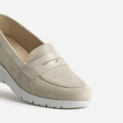 FRANCE ARNO Mocassins/Slippers^Mocassin doré cuir velours BEIGE