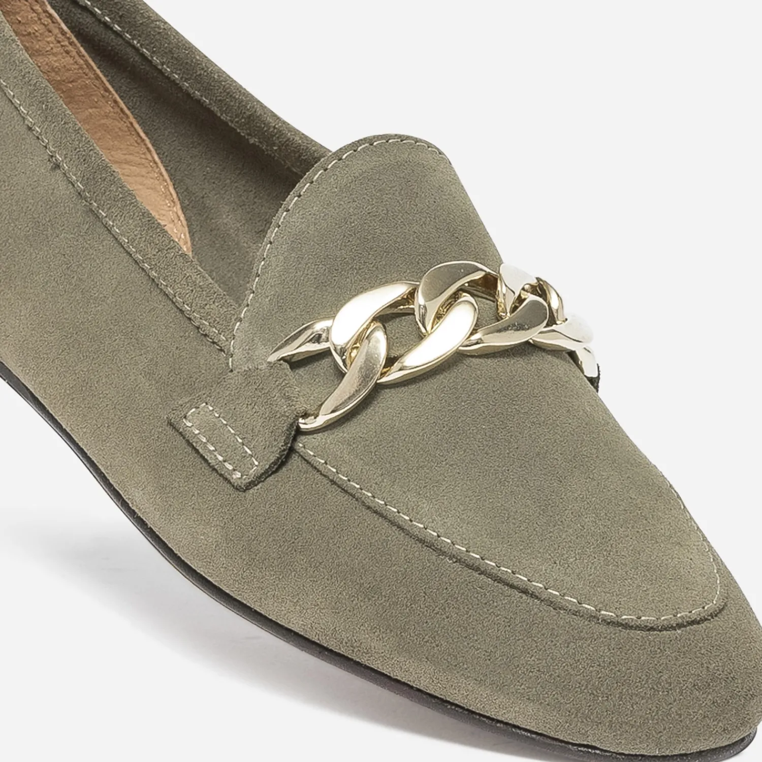 Eram Mocassins/Slippers^Mocassin kaki éco-conçu en cuir velours VERT