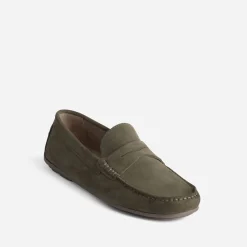 Eram Mocassins^Mocassin éco-conçu en cuir velours KAKI
