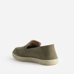Eram Espadrilles^Mocassin cuir velours semelle corde KAKI