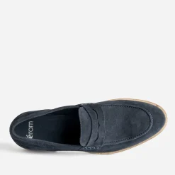 Eram Mocassins^Mocassin cuir velours éco-conçu MARINE