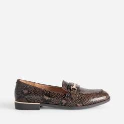 Eram Mocassins/Slippers^Mocassin marron à effet python détails dorés IMPRIME