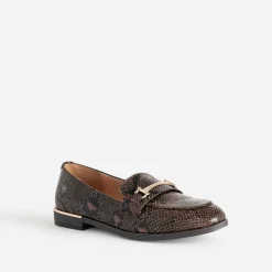 Eram Mocassins/Slippers^Mocassin marron à effet python détails dorés IMPRIME