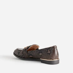 Eram Mocassins/Slippers^Mocassin marron à effet python détails dorés IMPRIME