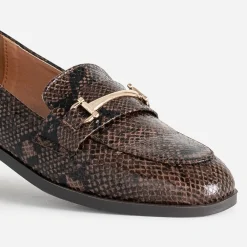 Eram Mocassins/Slippers^Mocassin marron à effet python détails dorés IMPRIME
