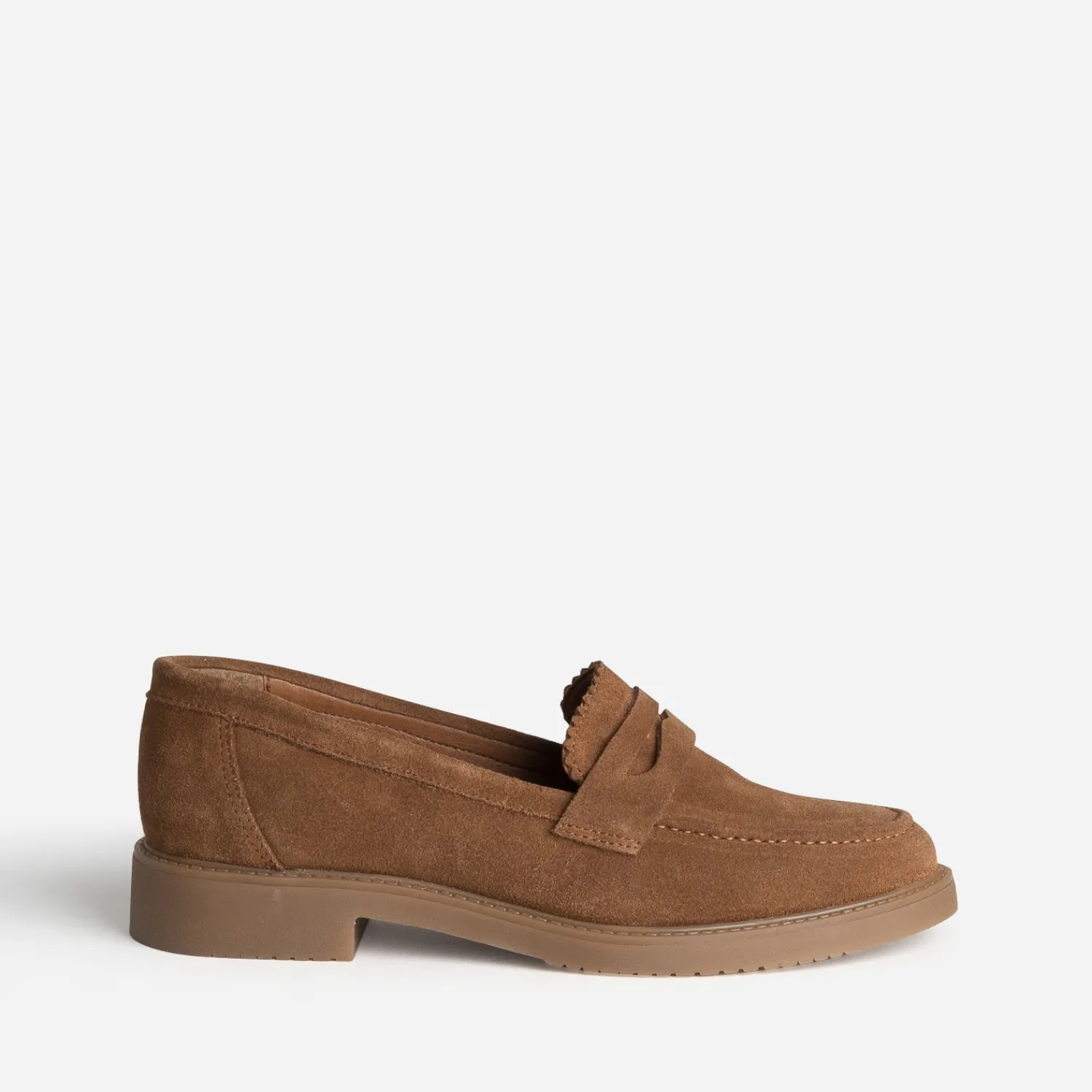 Eram Mocassins/Slippers^Mocassin marron cuir velours bord cranté CAMEL
