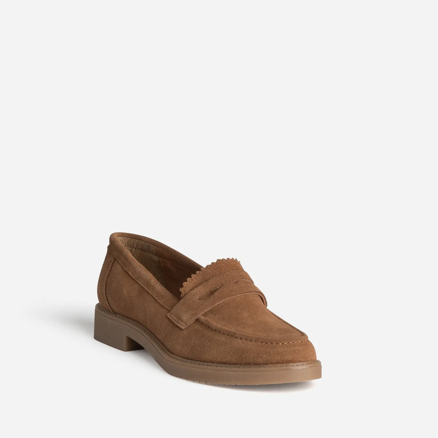 Eram Mocassins/Slippers^Mocassin marron cuir velours bord cranté CAMEL