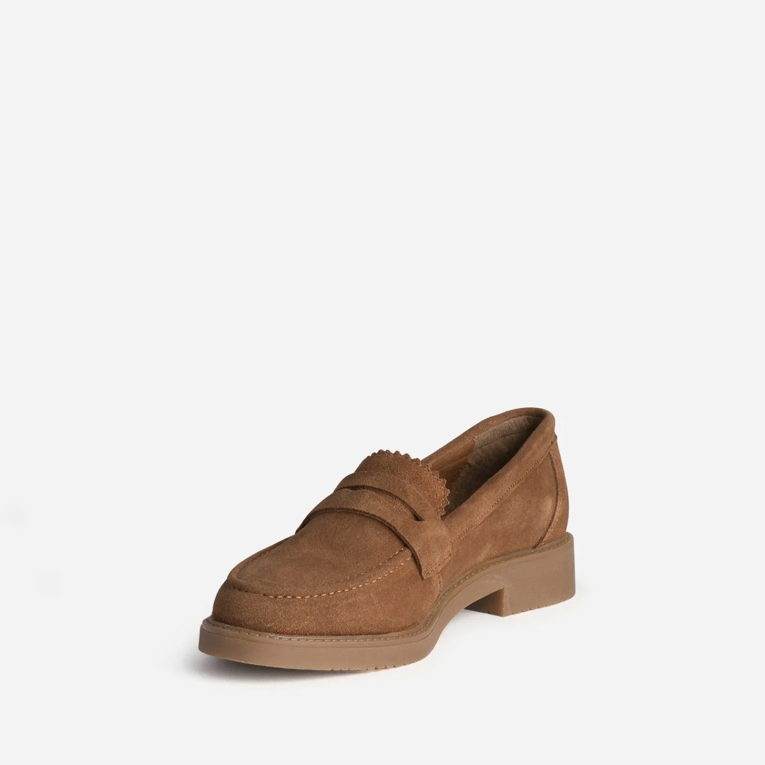 Eram Mocassins/Slippers^Mocassin marron cuir velours bord cranté CAMEL