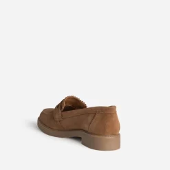 Eram Mocassins/Slippers^Mocassin marron cuir velours bord cranté CAMEL