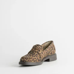 Eram Mocassins/Slippers^Mocassin marron cuir velours effet léopard IMPRIME
