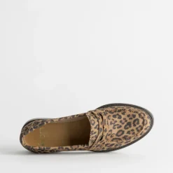 Eram Mocassins/Slippers^Mocassin marron cuir velours effet léopard IMPRIME