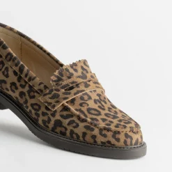 Eram Mocassins/Slippers^Mocassin marron cuir velours effet léopard IMPRIME