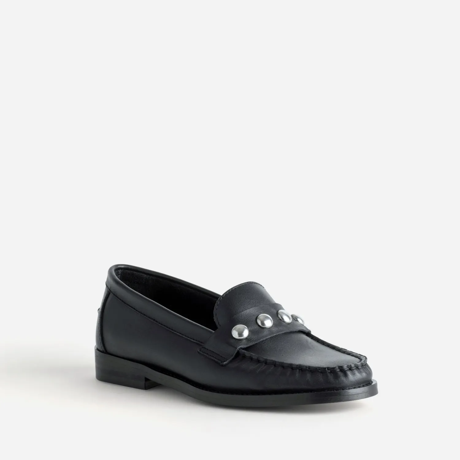 Eram Mocassins/Slippers^Mocassin cuir détails clous bombés NOIR