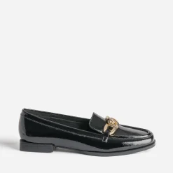 Eram Mocassins/Slippers^Mocassin verni avec chaîne dorée NOIR