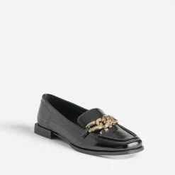 Eram Mocassins/Slippers^Mocassin verni avec chaîne dorée NOIR