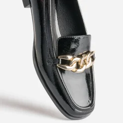Eram Mocassins/Slippers^Mocassin verni avec chaîne dorée NOIR