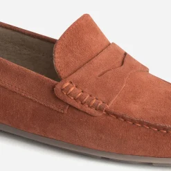 Eram Mocassins^Mocassin orangé éco-conçu en cuir velours ROUGE