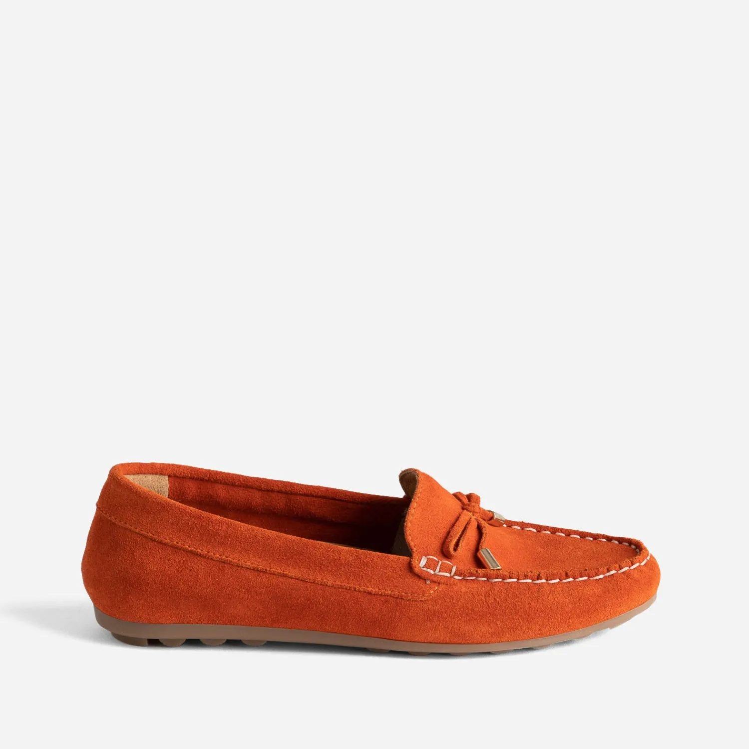 Eram Mocassins/Slippers^Mocassin orangé en cuir velours ROUGE