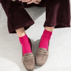 Eram Mocassins/Slippers^Mocassin taupe en cuir velours GRIS