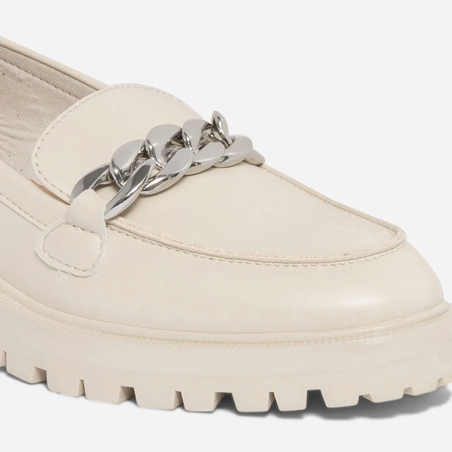 Texto Mocassins/Slippers^Mocassin beige à semelle crantée ECRU