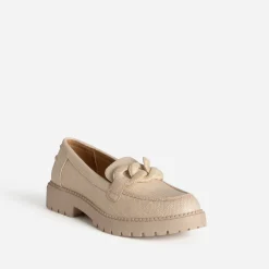 Texto Mocassins/Slippers^Mocassin tressage et maxi chaîne BEIGE