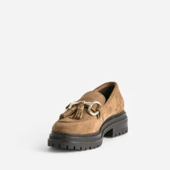 Texto Mocassins/Slippers^Mocassin cuir velours CAMEL