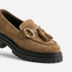 Texto Mocassins/Slippers^Mocassin cuir velours CAMEL