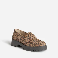 Texto Mocassins/Slippers^Mocassin marron cuir velours motif léopard IMPRIME