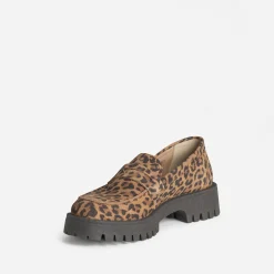 Texto Mocassins/Slippers^Mocassin marron cuir velours motif léopard IMPRIME