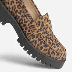 Texto Mocassins/Slippers^Mocassin marron cuir velours motif léopard IMPRIME