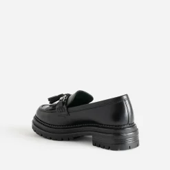 Texto Mocassins/Slippers^Mocassin cuir à frange et pampilles NOIR