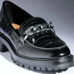 Texto Mocassins/Slippers^Mocassin embossé croco NOIR