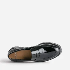 Texto Mocassins/Slippers^Mocassin verni cranté NOIR