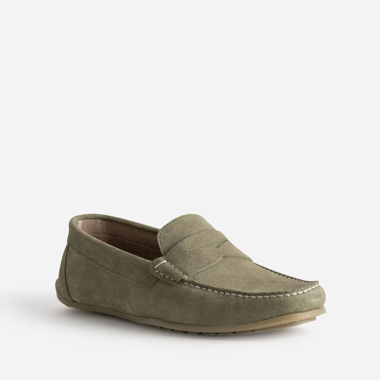 Eram Mocassins^Mocassin-bateau cuir velours KAKI