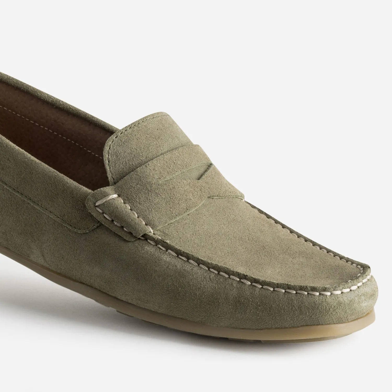 Eram Mocassins^Mocassin-bateau cuir velours KAKI