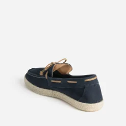 Eram Espadrilles^Mocassin-bateau en cuir velours MARINE