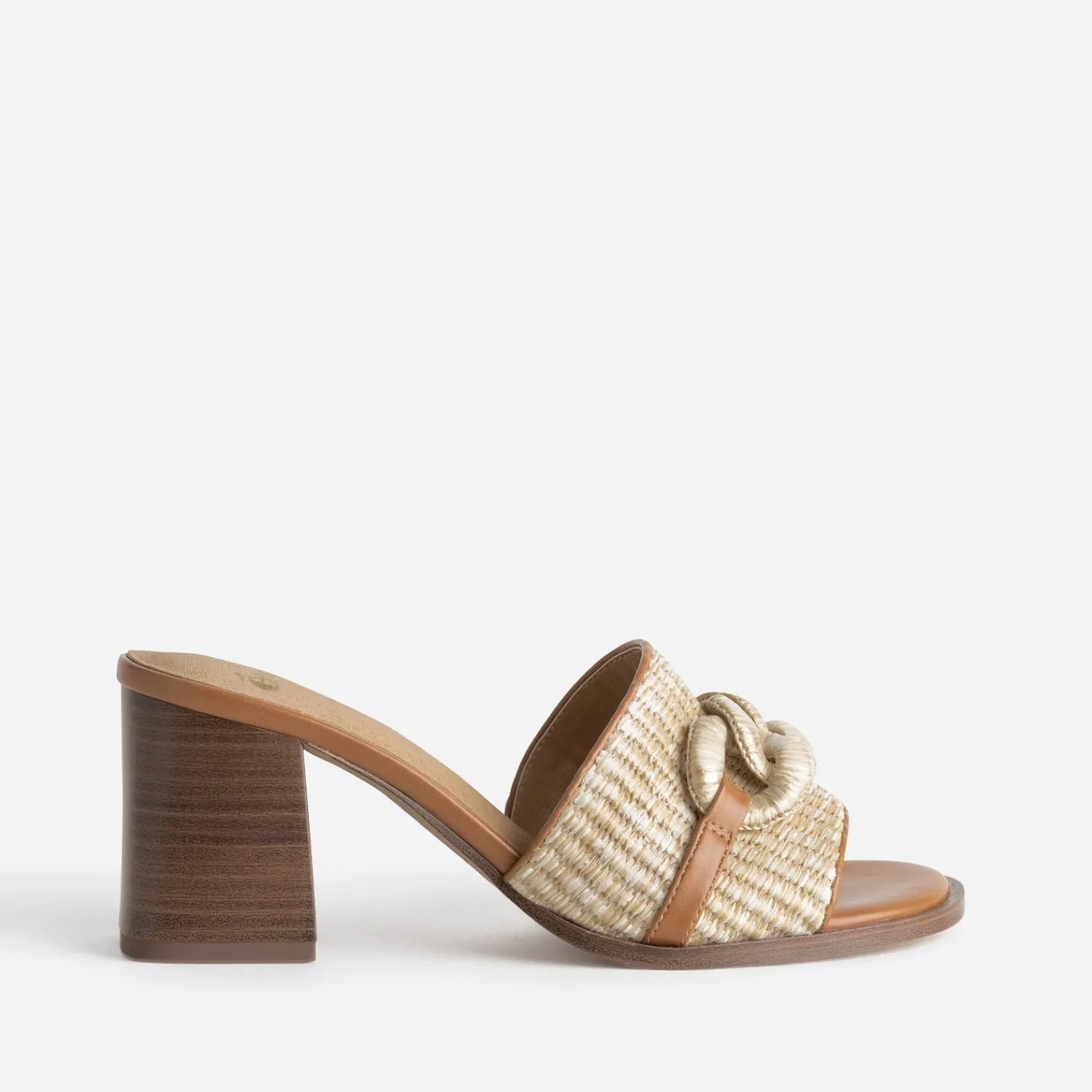 Eram Mules/Tongs|Sandales^Mule à talon beige effet raphia CAMEL