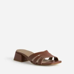 Eram Mules/Tongs|Sandales^Mule à talon cuir COGNAC
