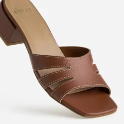 Eram Mules/Tongs|Sandales^Mule à talon cuir COGNAC