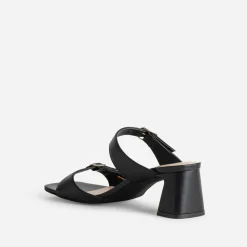Eram Mules/Tongs|Sandales^Mule à talon e cuir double bride NOIR