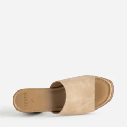 Texto Sandales|Mules/Tongs^Mule à talon cuir velours BEIGE