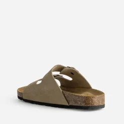 Eram Nu-Pieds/Sandales^Mule anatomique cuir velours BEIGE