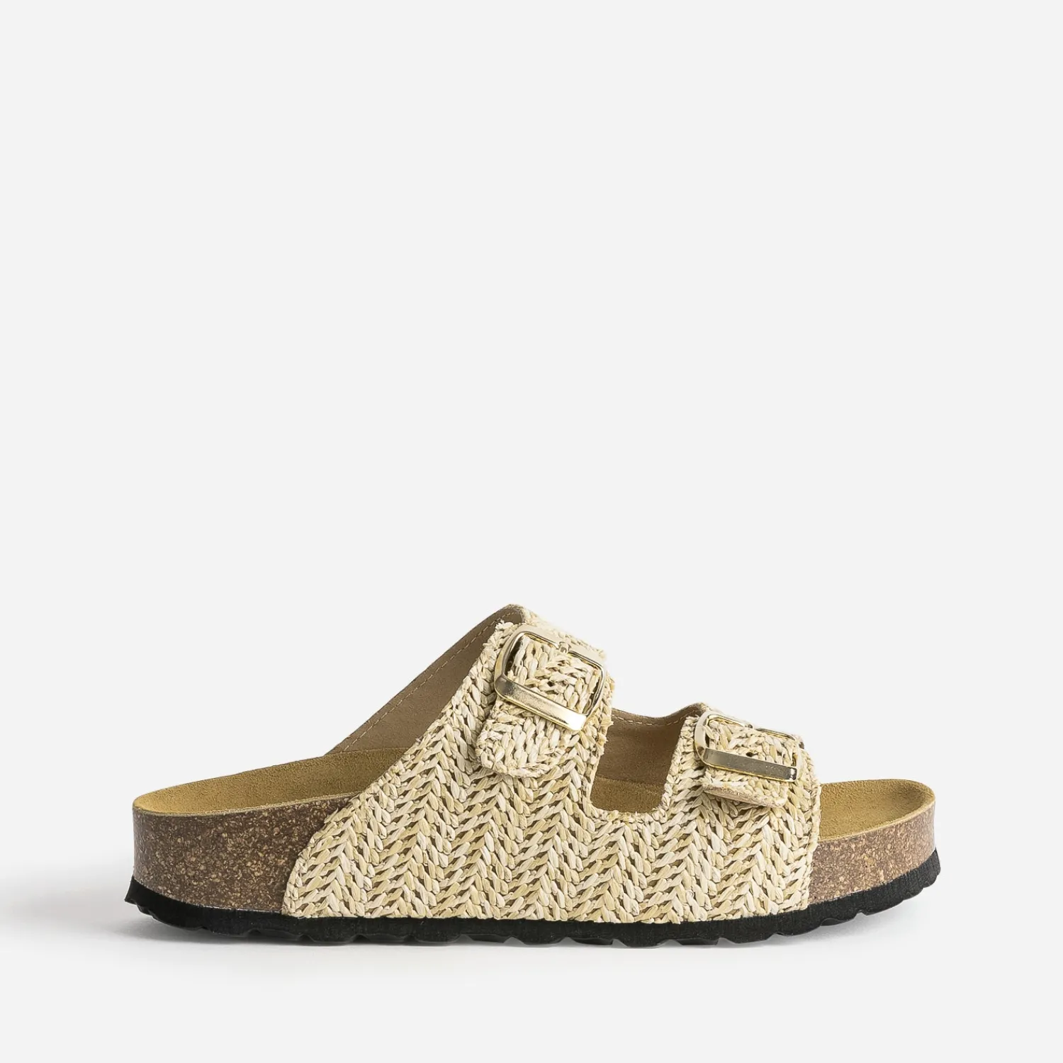 Eram Mules/Tongs|Sandales^Mule anatomique effet raphia plateforme BEIGE