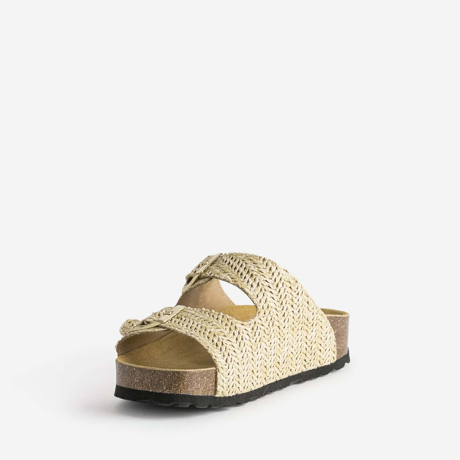 Eram Mules/Tongs|Sandales^Mule anatomique effet raphia plateforme BEIGE